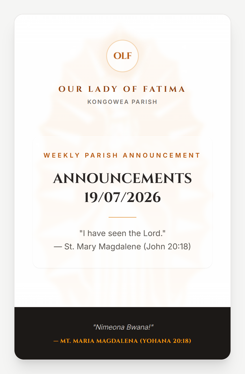 ANNOUNCEMENTS 19/07/2026